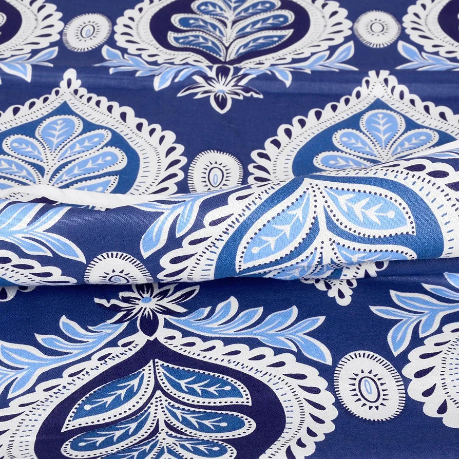 Divine Casa Floret 100% Cotton Single Kids Dohar 120 GSM Soft & Lightweight Throw Blanket Colour Dazzling Blue