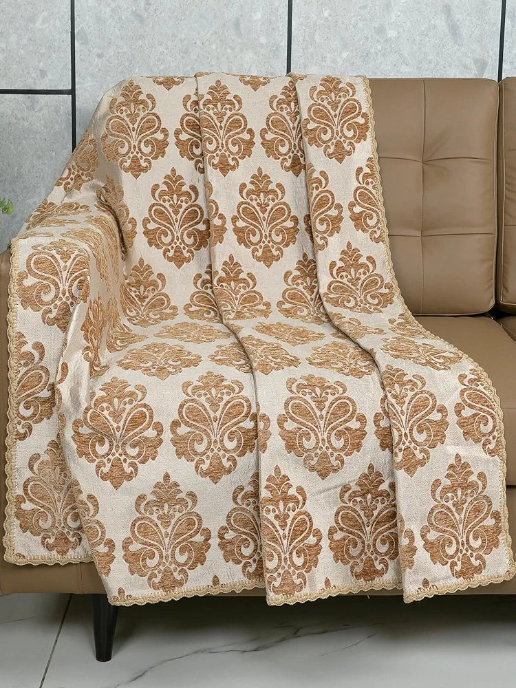 Saral Home Easy Living Saral Home Chenille 2 Seater Sofa Cover Throw Colour Gold