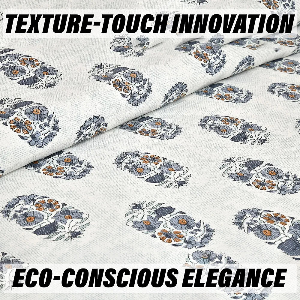 Kuber Industries Double Bedsheet with 2 Pillow Covers 160 TC Premium Cotton Dezier Flower Boota Blue