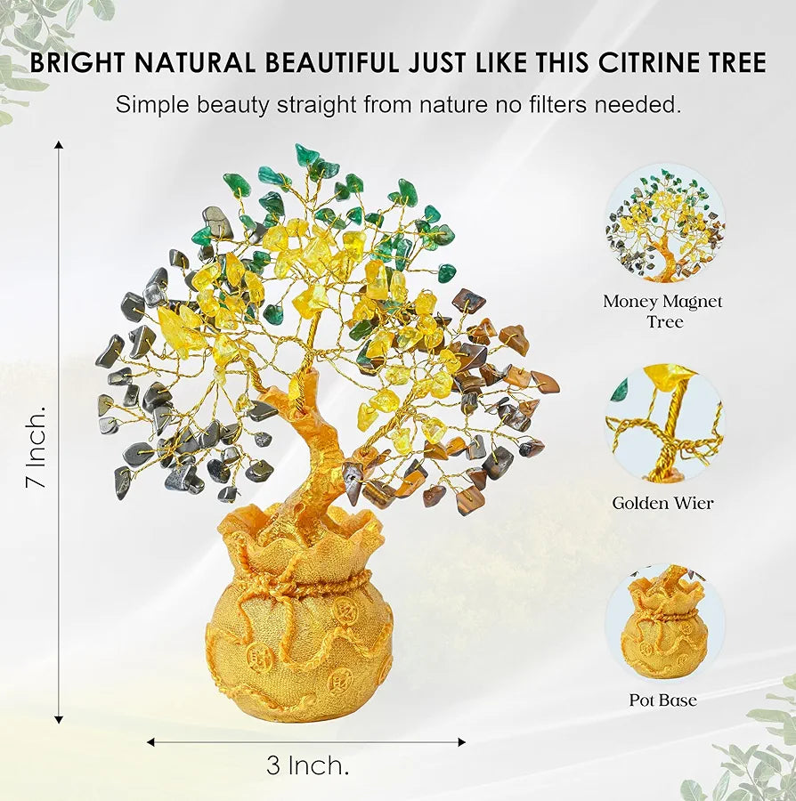Zaicus Money Magnet Crystal Tree Feng Shui Tree with Golden Pot