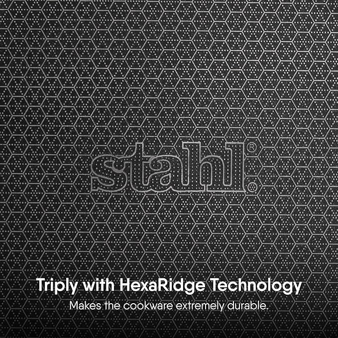 Stahl Artisan Hybrid Triply Non Stick Kadai With Lid | Stainless Steel Kadai for Cooking | Induction & Gas Stove Compatible | 4.4 L | 28 Cm