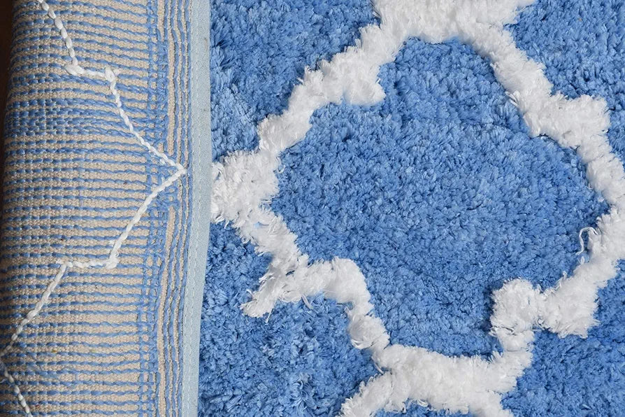 Aerohaven Glorious Super Soft Microfiber Abstract Moroccan Designer Anti Slip Bathmat Aqua Colour
