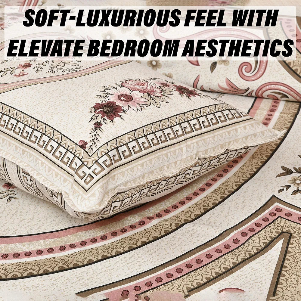 Kuber Industries Double Bedsheet with 2 Pillow Covers 160 TC Premium Cotton Pink