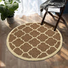 The Home Talk Tufted Round Wool Carpet for Living Room Bed Room Hall 4 Feet Diameter Brown Quatrefoil