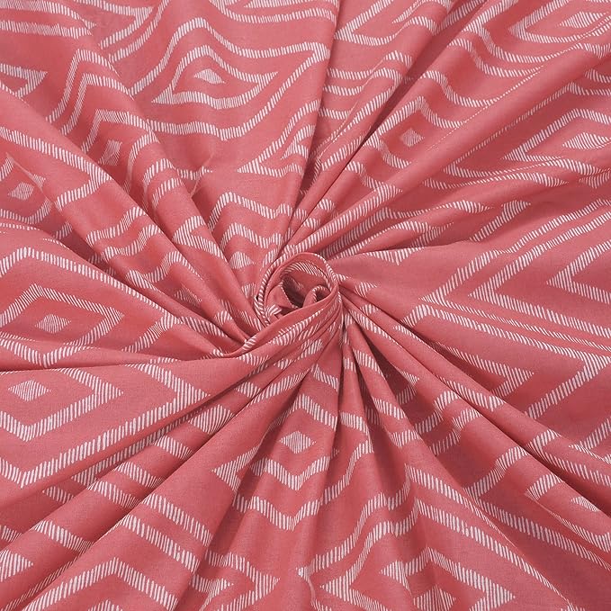 Huesland by Ahmedabad Cotton 144 TC Bedsheet for King Size Bed with 2 Pillow Covers | Peach Pink