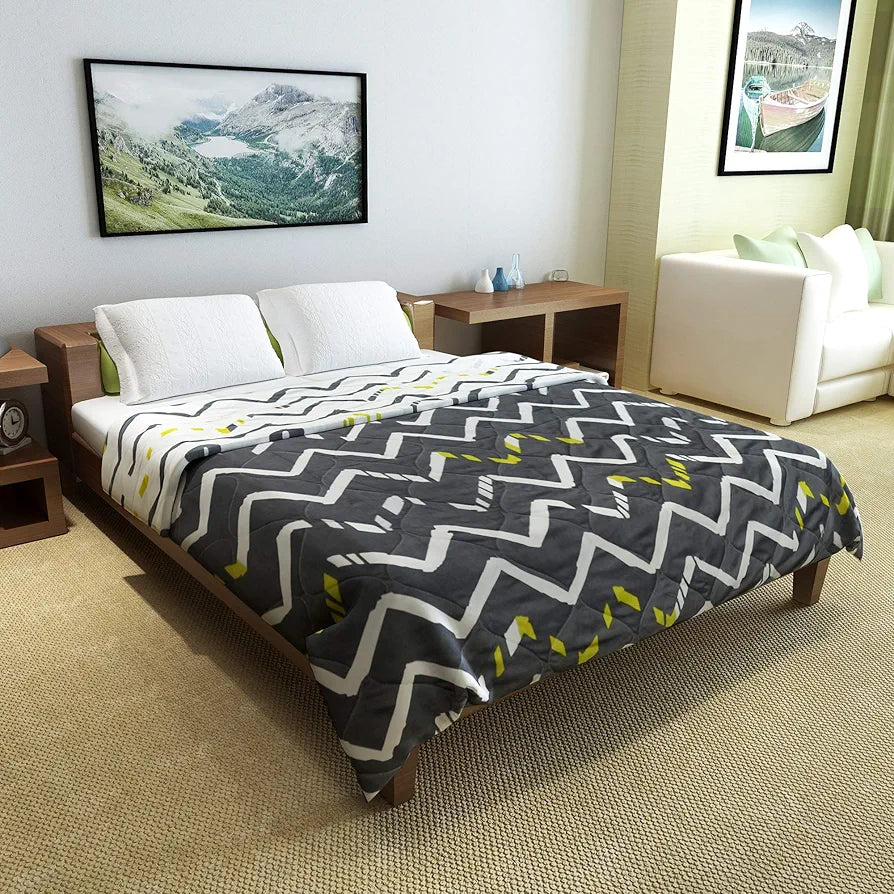 Divine Casa Microfiber 150 GSM Reversible Double Bed Comforter Ultra Soft & Lightweight Blanket Colour Slate