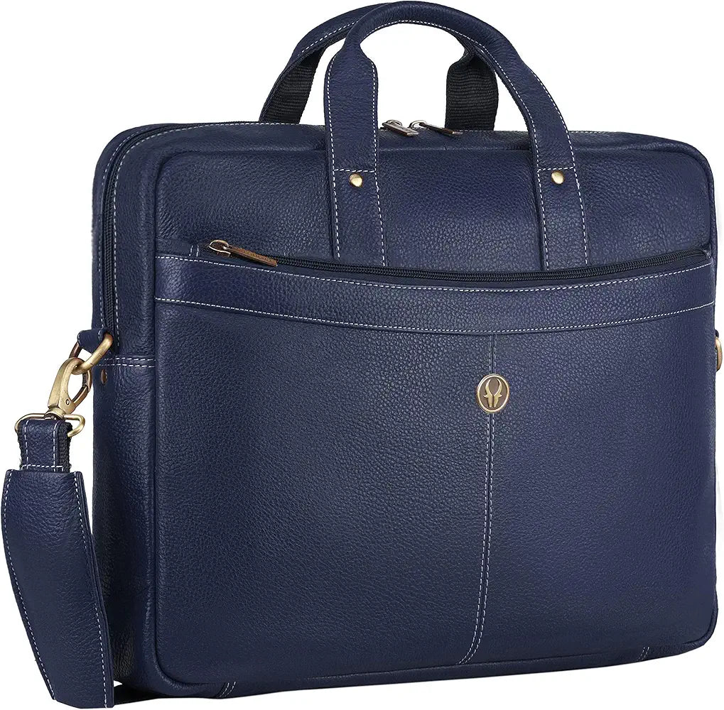 WildHorn Leather 15 inch Laptop Messenger Bag for Men I Padded Laptop Compartment with Adjustable Strap I Extra Zip Compartments I DIMENSION : L-16 inch W-3.2 inch H-13 inch