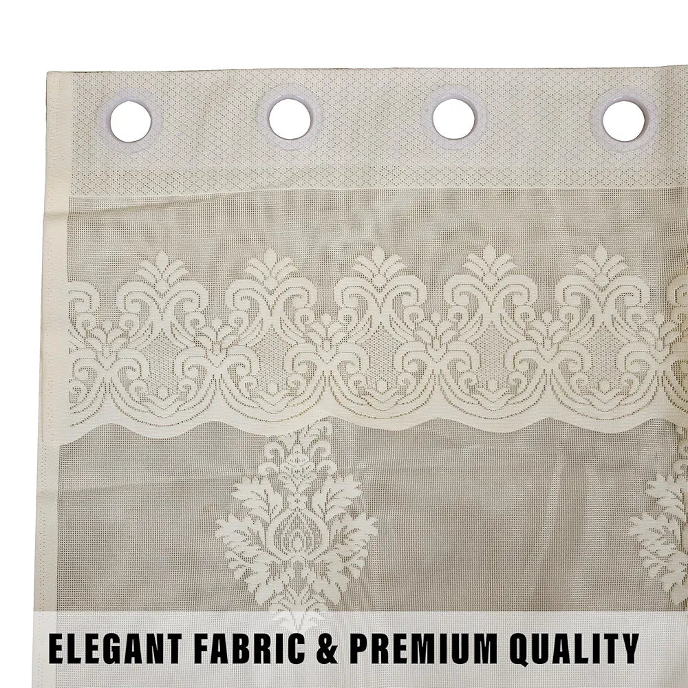 Kuber Industries Darkening Window Curtains Sheer Curtain with 8 Rings SY15ZZ Cream Colour