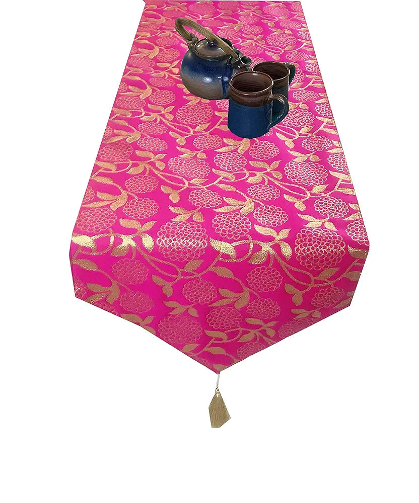 Pink Parrot Dopian Silk Multi Colour Table Runner 1 Pc-t 114