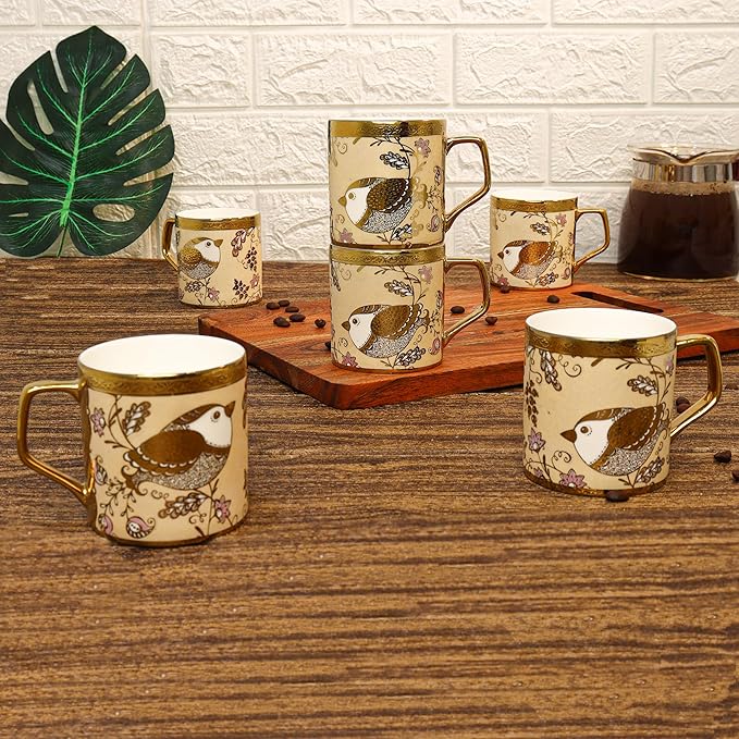 Femora Bone China Gold Tea Cup | Goldcrest Gold | 180 Ml