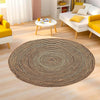 Kuber Industries 4x4 Feet Round Jute Rug & Carpet for Home Bedroom Spirals Light Brown