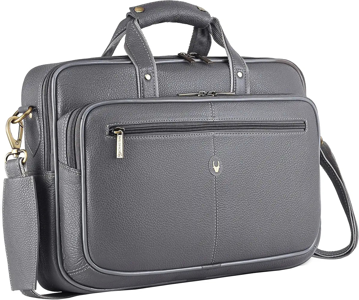 WildHorn Leather 15 inch Laptop Bag for Men I Padded Laptop Compartment I Carry Handles with Adjustable Strap