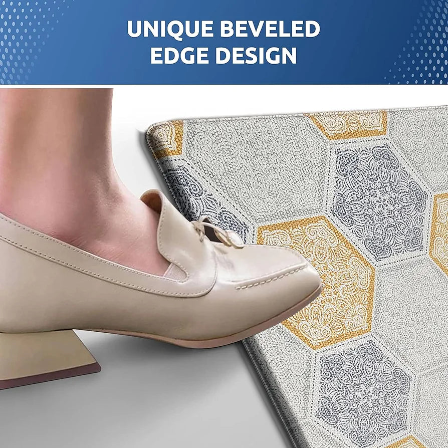 Luxe Home ColumboAnti-Fatigue Kitchen Mat Non-Slip Cushioned Comfort Mat Hexagonal Tile Pattern Standing Desk Mat Colour Honeycomb