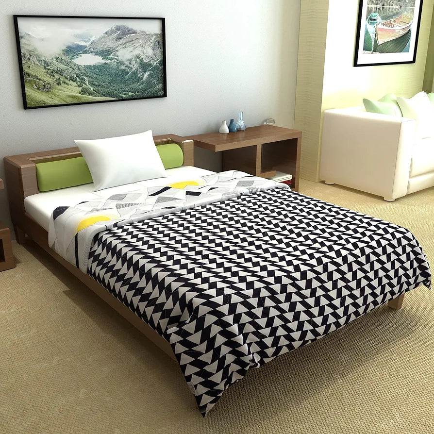 Divine Casa 120 GSM Microfiber Single Bed Comforter Soft & Lightweight Reversible AC Blanket Colour Black Bean