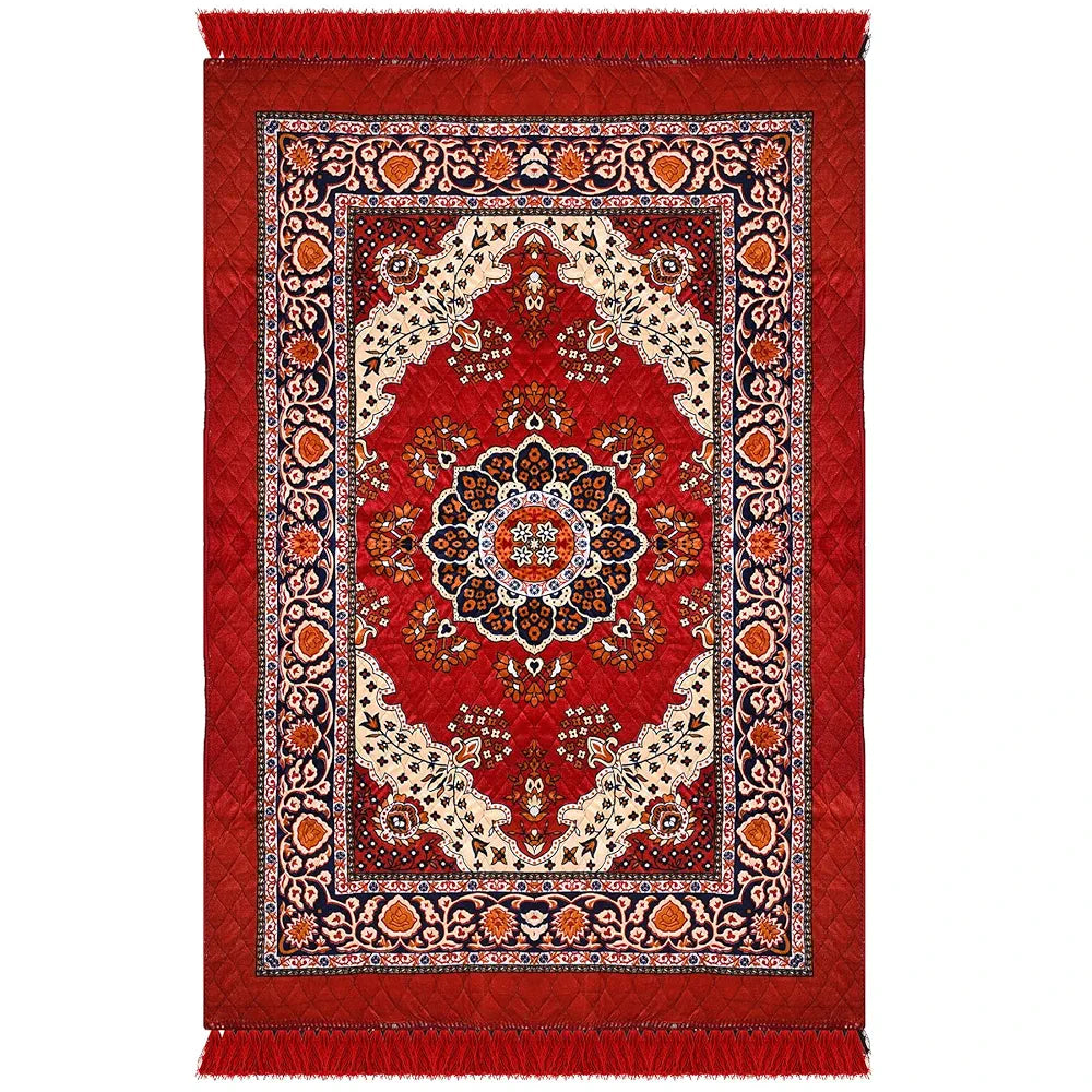 Kuber Industries 4x6 Feet Carpet Velvet Carpet-Rug for Home Decor Carpet Rug for Bedroom Red