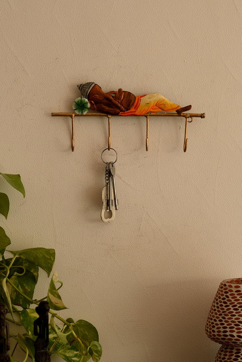 Ecraftindia Lord Ganesha Resting Wrought Iron Key Holder
