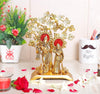 KridayKraft Radha Krishna Standing Playing Flute Under Tree idol Metal Statue Gold