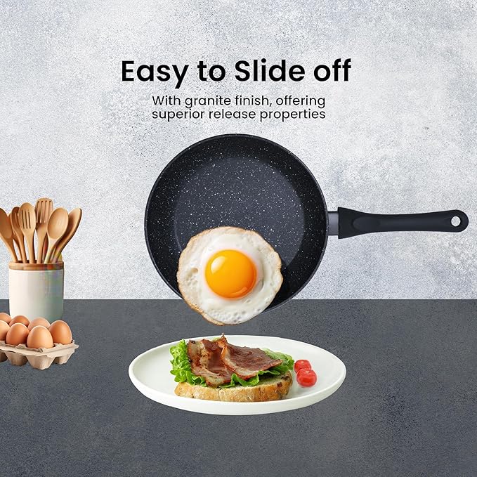 Solara Non Stick Frying Pan 24 Cm, Induction & Gas Fry Pan, Frying Pan Non Stick, Dishwasher Safe Frying Pan | Black