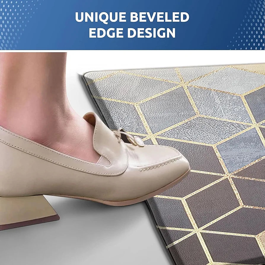 Luxe Home Columbo Anti-Fatigue Kitchen Mat Non-Slip Cushioned Comfort Mat Geometric Hexagonal Pattern Standing Desk Mat Colour Diamond