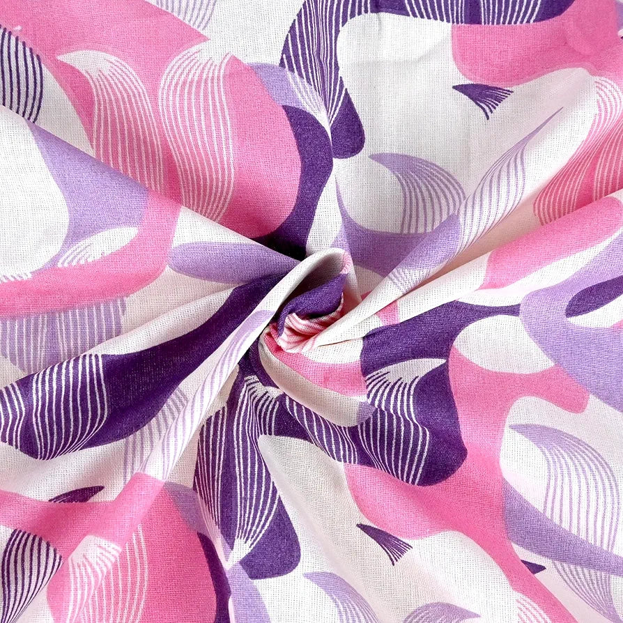 Divine Casa 144 TC 100% Pure Cotton Single Bed Bedsheet with 1 Pillow Cover Orchid Bloom Print Colour Purple Pink