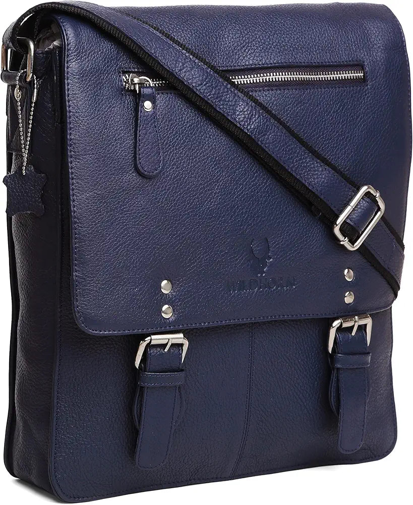 WildHorn® Original Leather 11.5 inch Messenger Bag for Men I Multipurpose Bag I Office Bag I Travel Bag with Adjustable Strap