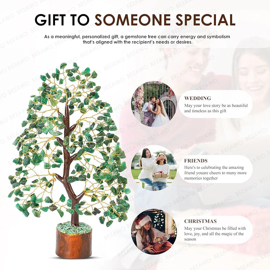 Bezavo Green Aventurine Crystal Tree – Feng Shui Golden Wire