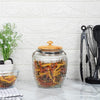Femora Kitchen Storage Jars Embossed Glass Jar With Wooden Lid & Jute Chain Air Tight Jar | 2000 Ml | Pack of 1 Jar