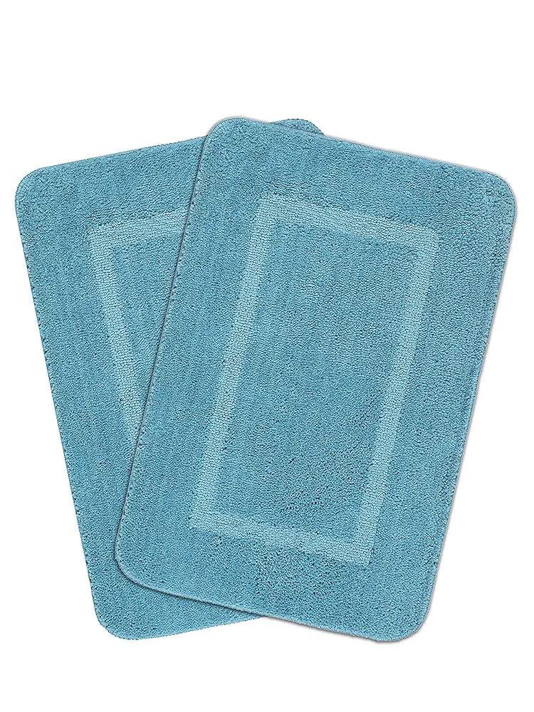 Saral Home Easy Living Microfiber Rectangular Anti Slip Bathmats Colour Turquoise