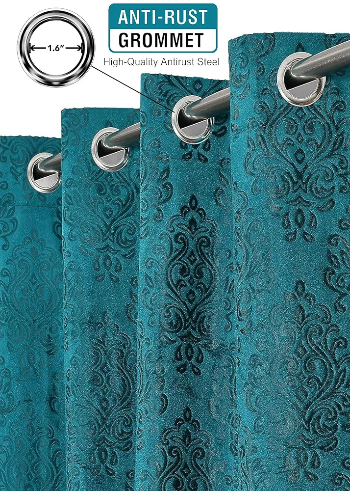 Fresh From Loom Botanical Opaque Window Curtains 6 Feet Long High Tenacity Yarn Polyester Punch Curtains