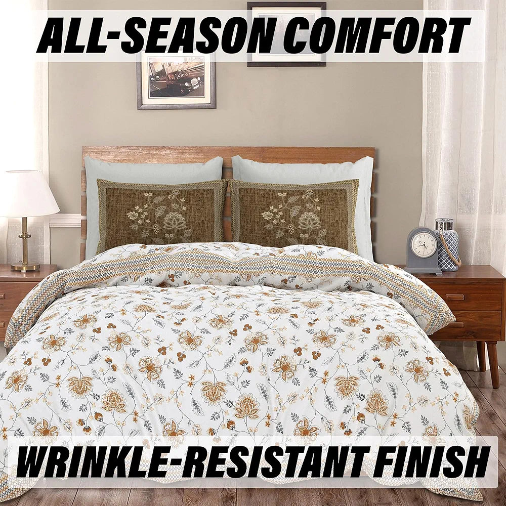 Kuber Industries Double Bedsheet with 2 Pillow Covers 186 TC Premium Cotton Brown