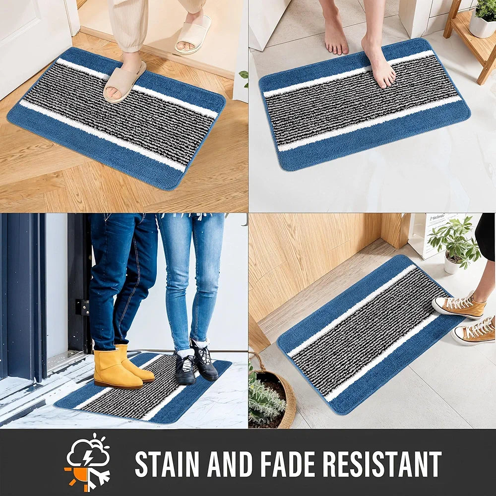 Kuber Industries Anti-Skid Water-Absorbent Door Mats for Home Micro Wings Lining Sky Blue