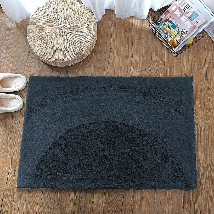 Luxe Home International Rectangular Bath Mat Super Soft Anti Skid Rabbit Fur Mats 40X60 Cm Colour Anthra