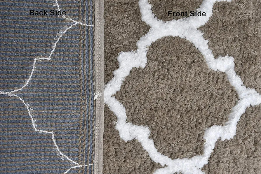 Aerohaven Glorious Super Soft Microfiber Abstract Moroccan Designer Anti Slip Bathmat Taupe Colour