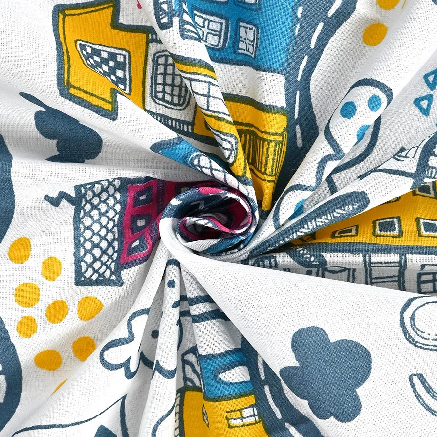 Divine Casa 144 TC 100% Cotton Single Bedsheet with 1 Pillow Cover Abstract PatternColour Heaven White