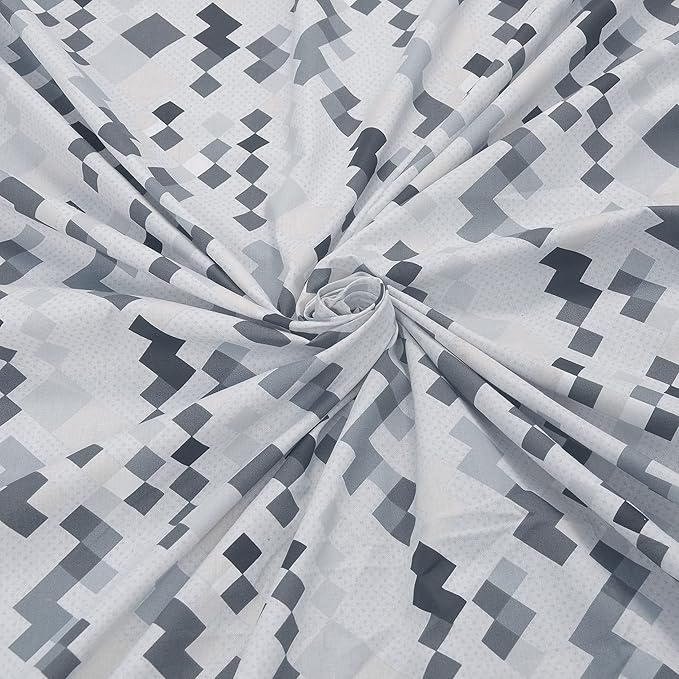 Huesland by Ahmedabad Cotton 186 TC King Size Bedsheet Cotton with 2 Pillow Covers | Grey & White