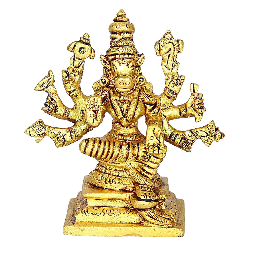 anciently Small Varahi Amman Statue | Varahi Amman Silai Small | Small Varahi Statue | Varahi Amman Idol Brass 7.5 CM Height, Gold Colour 1 No