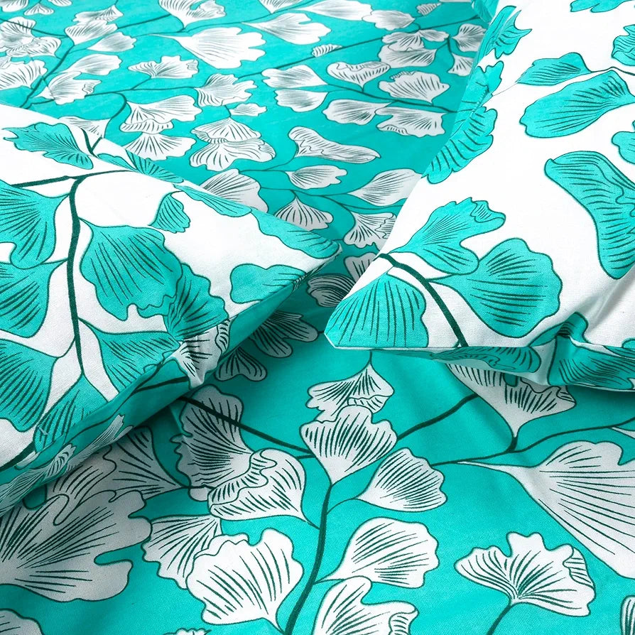 Divine Casa Poly Cotton Fitted Bedsheet for Double Bed Elastic Corners Wrinkle Resistant & Breathable Fit Colour Aqua Green