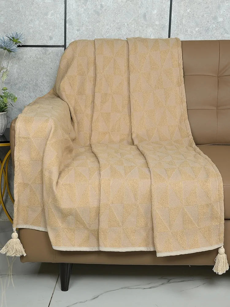 Saral Home Soft Microfiber 1 Seater Sofa Cover Throw Colour Beige