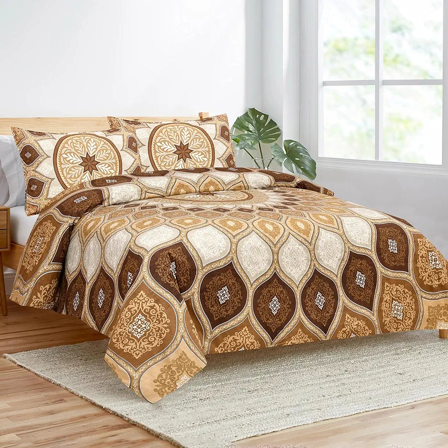 Kuber Industries Double Bedsheet with 2 Pillow Covers 160 TC Premium Cotton Brown