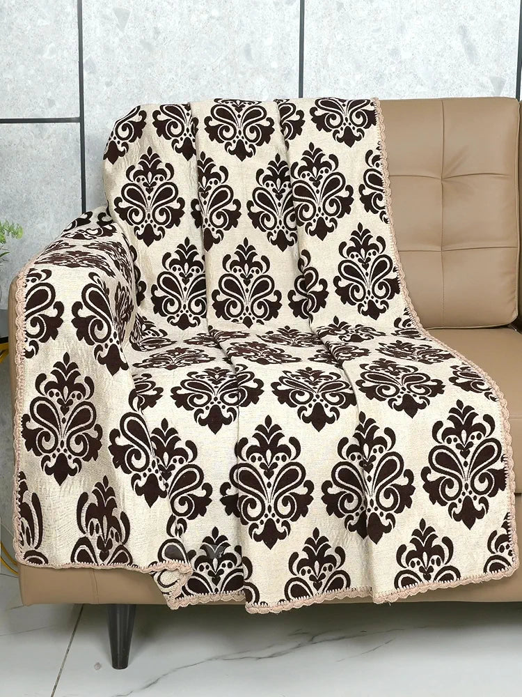 Saral Home Chenille 2 Seater Sofa Cover Throw Colour Brown