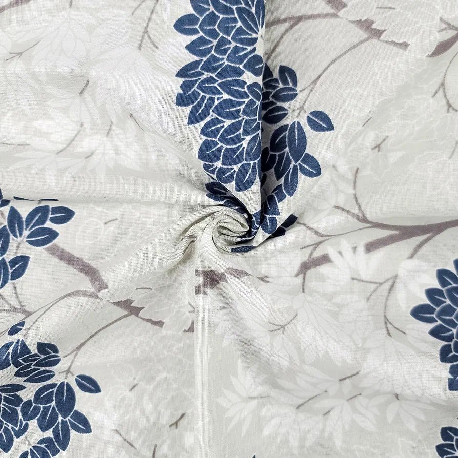 Divine Casa Bedsheet for Single Size Bed 144 TC Cotton Bedsheet for Single Size Bed with 1 Pillow Cover  Floral Colour Grey Blue
