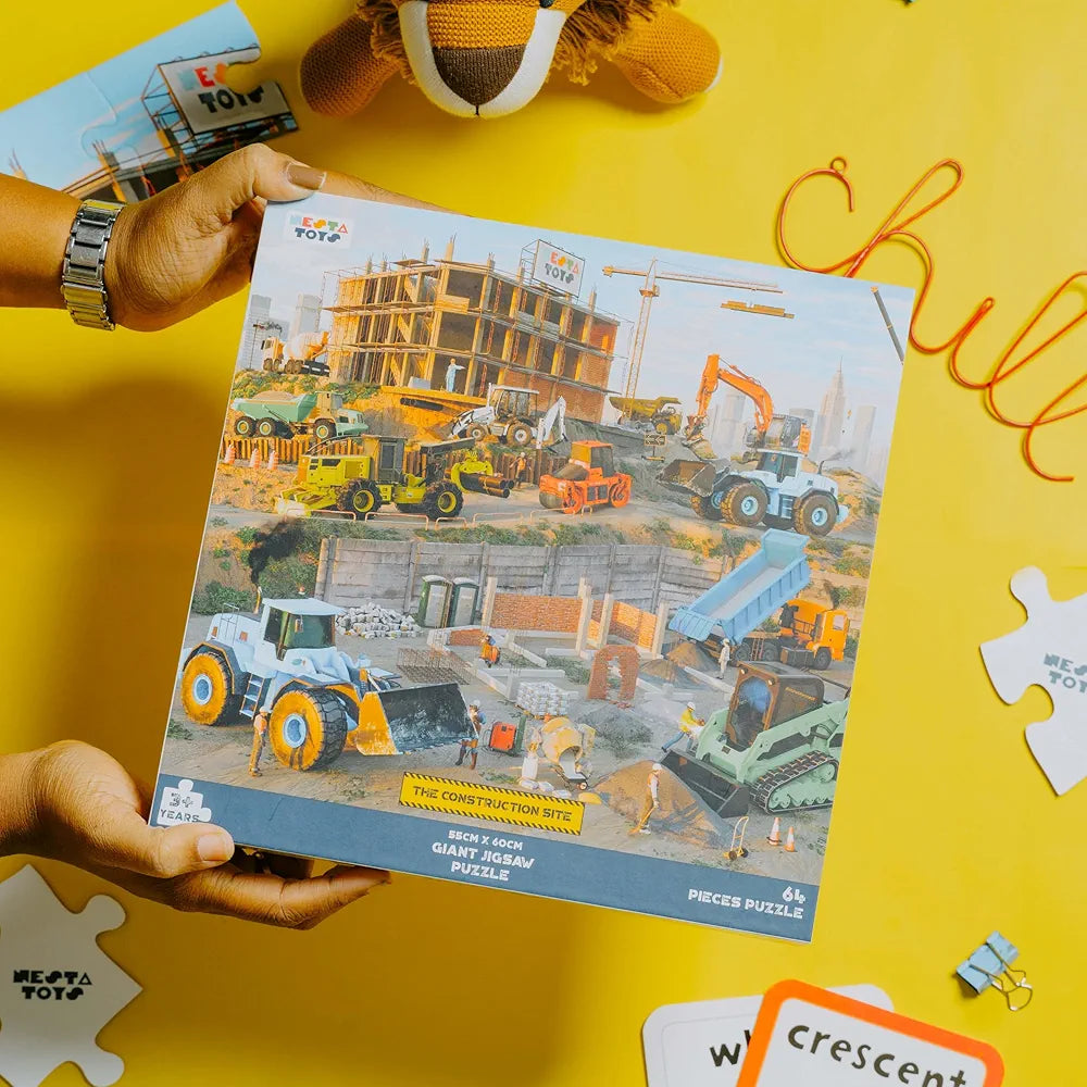 NESTA TOYS - Floor Puzzle & Game -Construction Site & Vehicles, Jigsaw & Toddler Puzzles, Educational Toy, Gifts for Boys & Girls Ages 3, 4, 5, 6, 7 