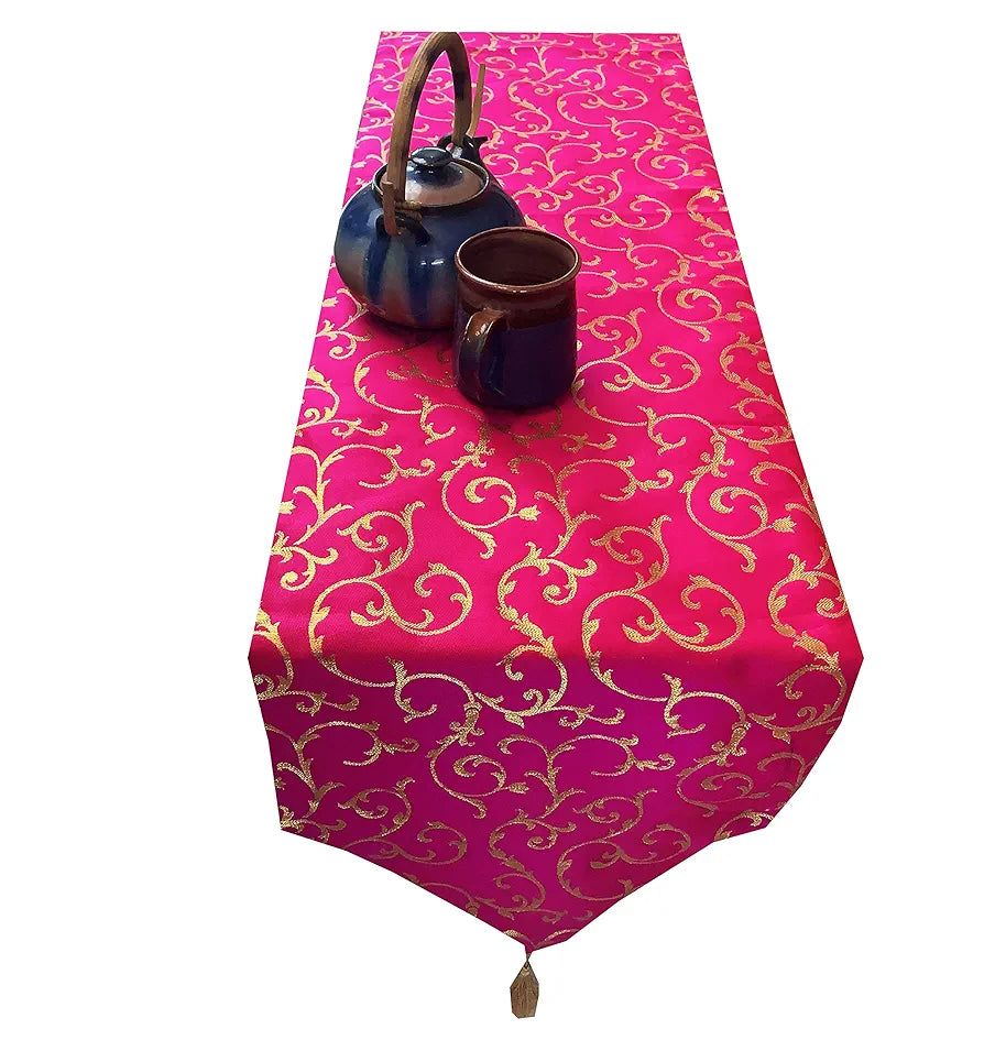 Pink Parrot Art Silk Table Runner Colour Multicolour