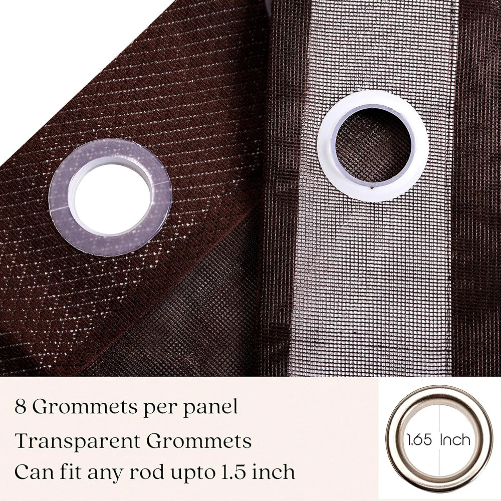 Kuber Industries Door Curtains Premium for Bedroom Sheer Curtain with 8 Rings SY15ZZ Brown