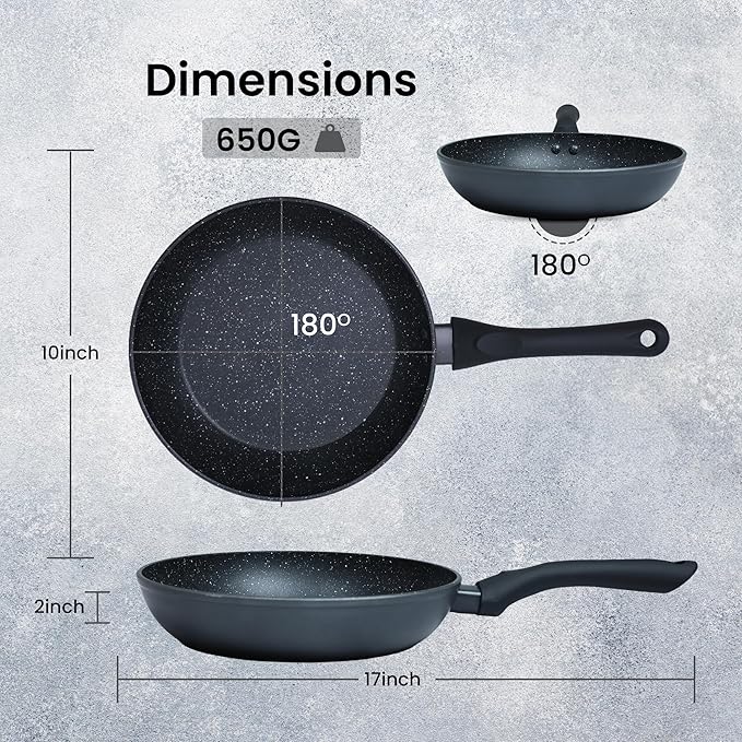 Solara Non Stick Frying Pan 24cm, Granite Omlette Egg Pan, Induction & Gas Fry Pan, Frying Pan Non Stick | Bezel