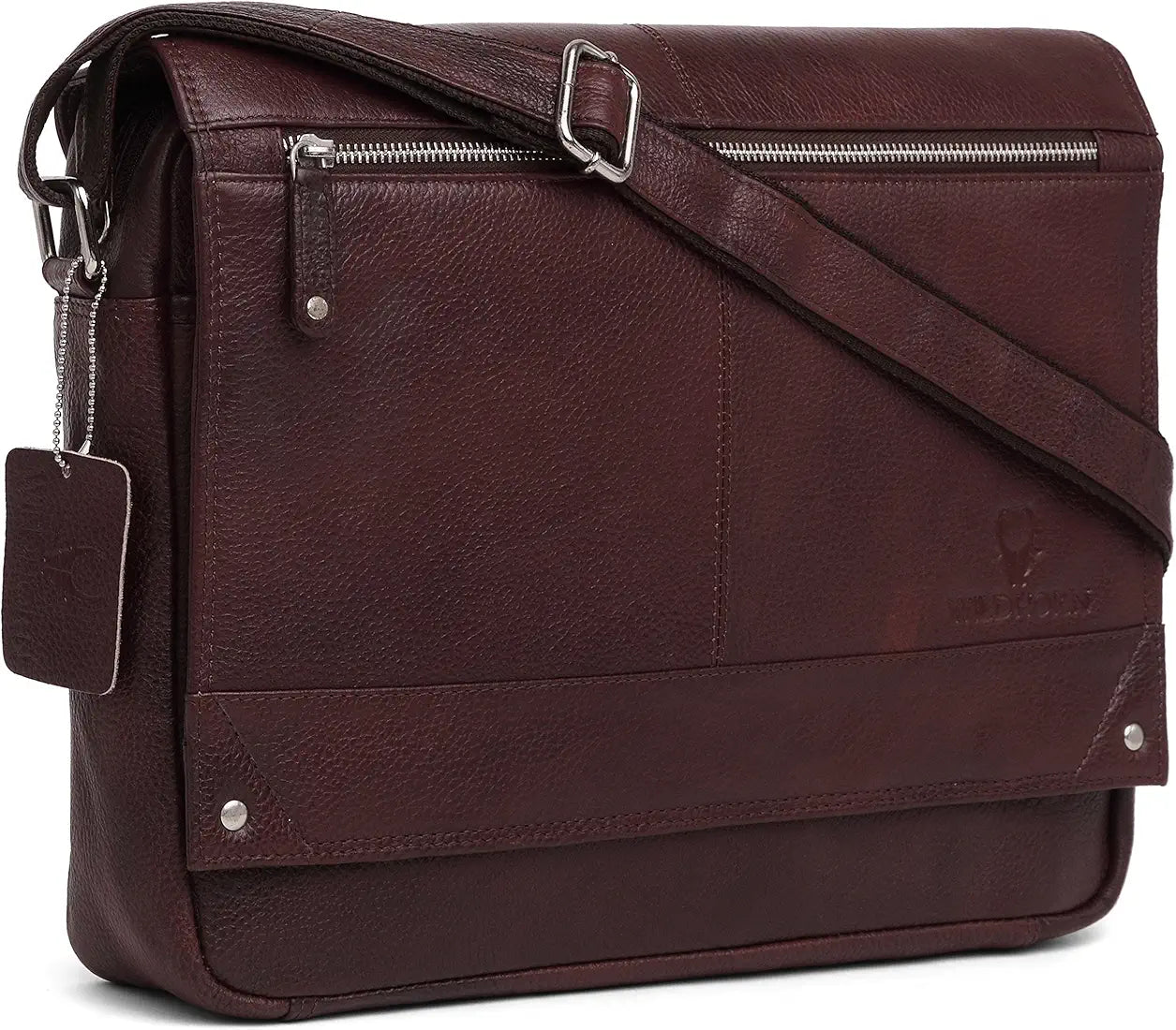 WildHorn® Classic Leather 15.5 inch Laptop Messenger Bag for Men I Office Bags I Travel Bags I Adjustable Strap I DIMENSION : L-15.5 inch W-3 inch H-12 inch