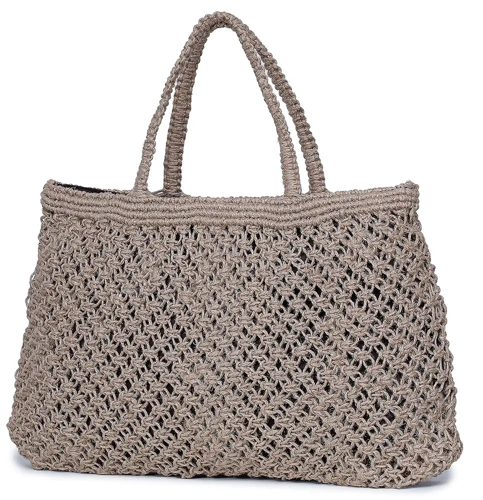 Klondon Alii And Aliizey Brown Jute Macrame Shoulder Bag/handbag Regular