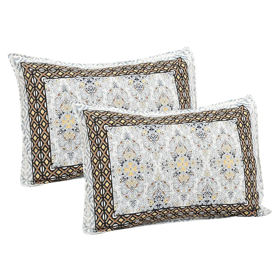 Kuber Industries Double Bedsheet with 2 Pillow Covers 160 TC Premium Cotton Dezier Carpet Print Blue