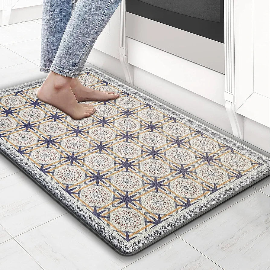 Luxe Home Columbo Anti-Fatigue Kitchen Mat Moroccan Tile Standing Desk Mat Colour Patcrn