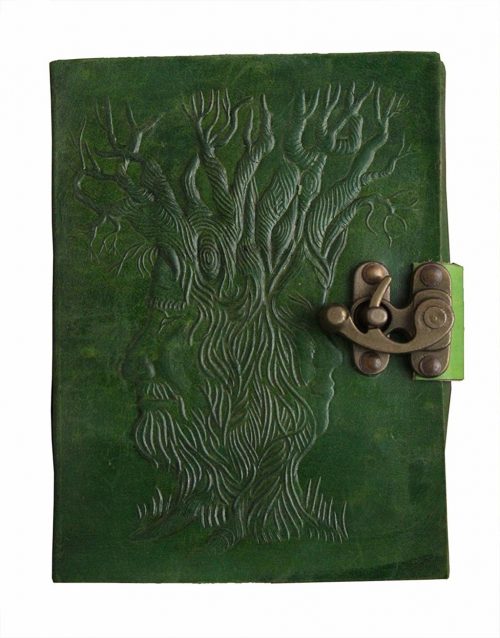 Craftshades – Metal Lock Dark Green Embossed Design 7″5 Handcrafted Leather Journal/Diary 200 page | 100% Genuine Leather